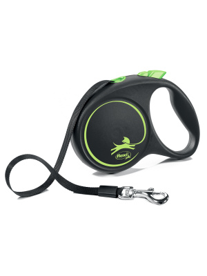 Рулетка для собак Flexi Black Design M, до 25 кг, лента 5 м