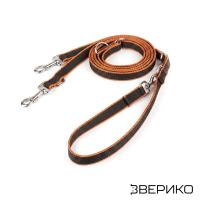 Купить Зверико Поводок-перестежка на 2 собаки 20 мм, черно-оранжевый для собак с доставкой по России