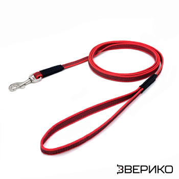 Купить Поводок прорезиненный 15 мм, красный, ЗВЕРИКО для собак с доставкой по России