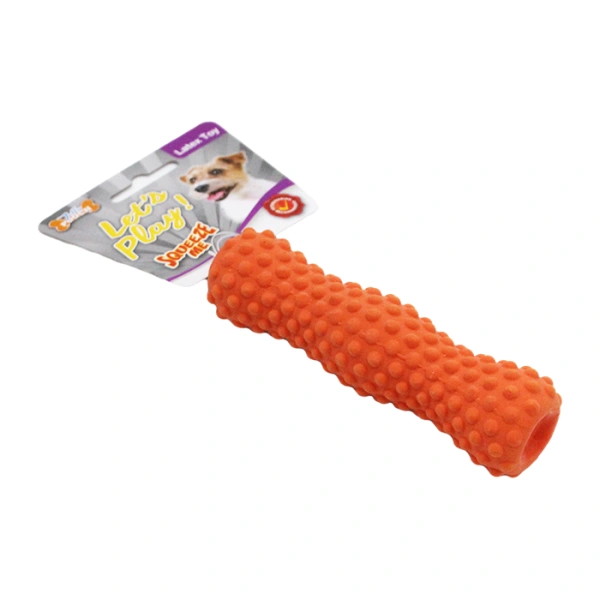 Палка фигурная латексная с хрустом и пищалкой оранжевая 13 см, Jolly Pooch