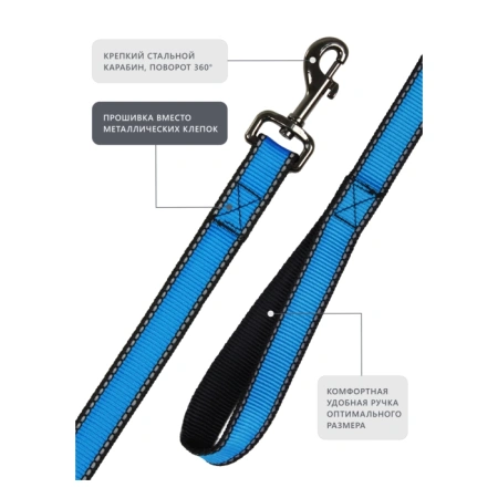 Поводок нейлоновый со светоотражением, 25 мм, Look, Rich Breed