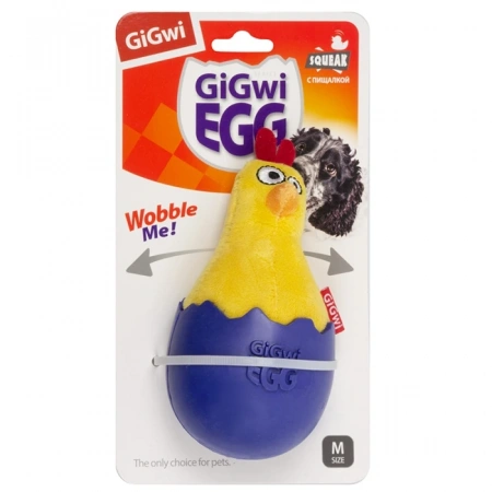 купить Игрушка для собак EGG Цыпленок-неваляшка с пищалкой 14 см GIGwi