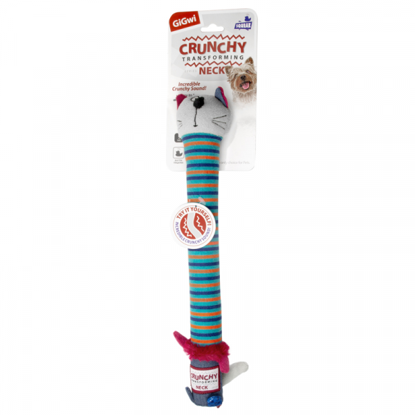 Кот с хрустящей шеей и пищалкой CRUNCHY NECK 28 см GiGwi