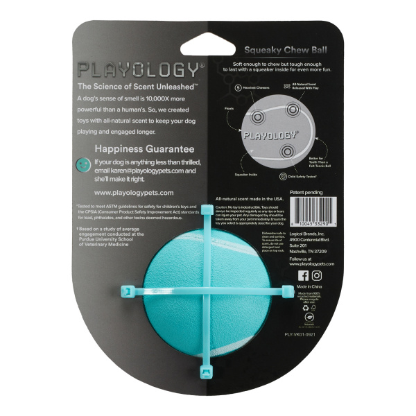 Жевательный мяч с пищалкой и ароматом, SQUEAKY CHEW BALL 8 см, Playology