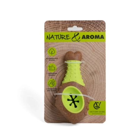 купить Куриная ножка на древесной основе с отверстием для корма с ароматом курицы 13 см, VG