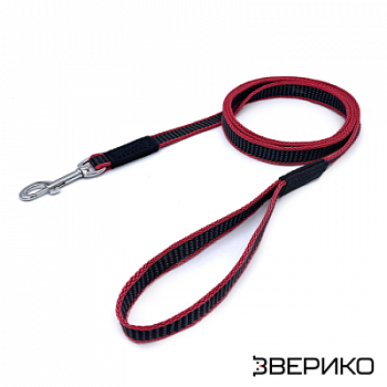 Купить Поводок прорезиненный 20 мм, черно-красный, ЗВЕРИКО для собак с доставкой по России