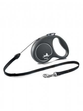 Рулетка для собак Flexi Black Design S, до 12 кг, трос 5 м