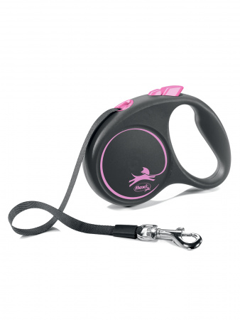 Рулетка для собак Flexi Black Design S, до 15 кг, лента 5 м