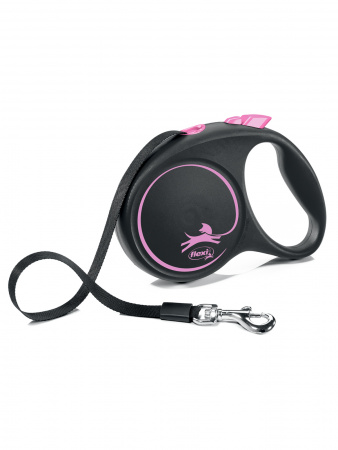 Рулетка для собак Flexi Black Design M, до 25 кг, лента 5 м