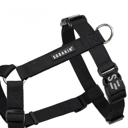 Шлейка прогулочная регулируемая Canis Черный Дымарь, Sobakin